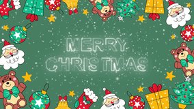 Festive green backdrop featuring charming cartoon christmas elements and sparkling chalk dust effect for season's greetings - Powered by Shutterstock - Get 15% off with code: PIKWIZARD15