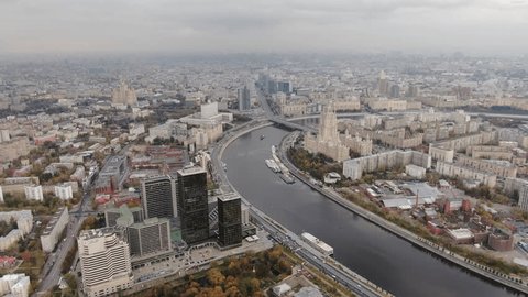 Aerial View of Radisson Hotel and Government Building in Moscow