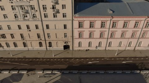 Lateral Drone Shot over Street Classic Facades
