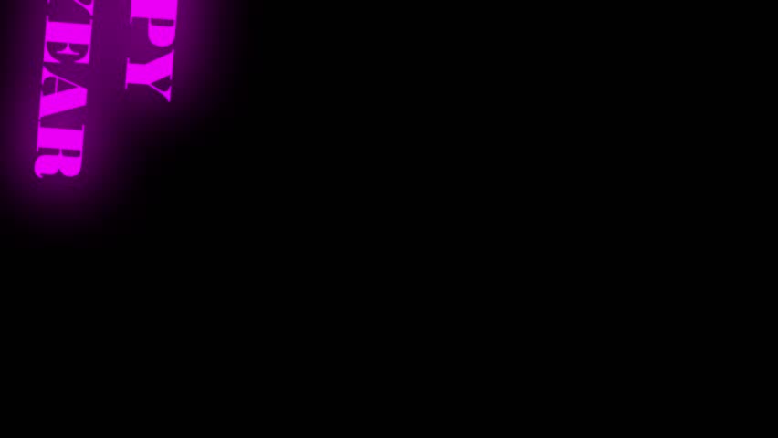 Dynamic Swinging 2026 Typography on Isolated Black Background and Seamless Loop of Glittering Metallic Purple and Pink Text Banner Ideal for New Year Countdown Visuals