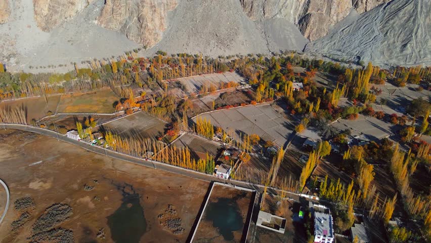 Aerial view of Kharkoo Road landscape, Pakistan.