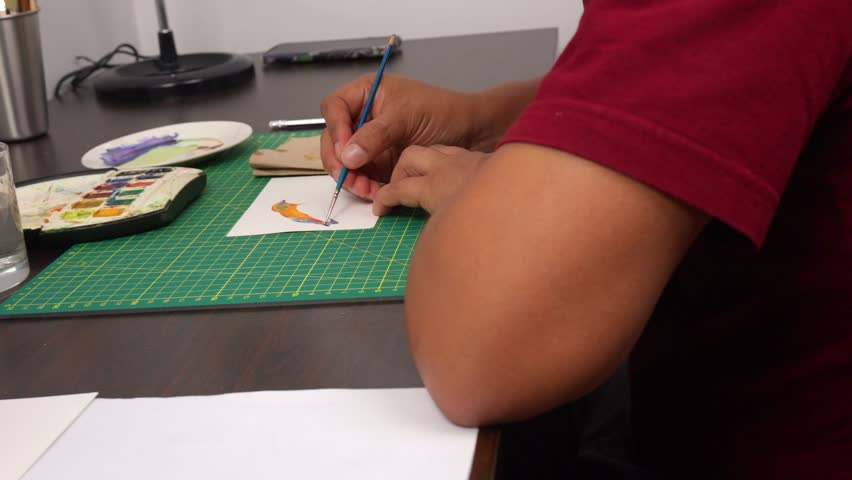 Close up of an artist