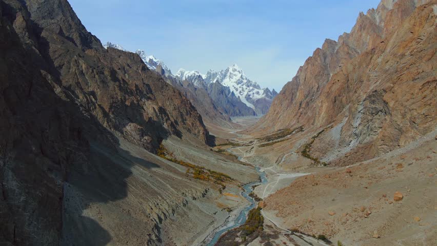 Aerial view of snow capped mountains, Pakistan.