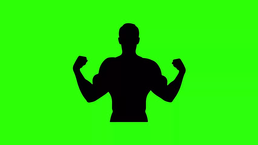 a bodybuilder showing off muscles animated symbol icon silhouette of bodybuilder pose showing off muscles gym 4k looping croma