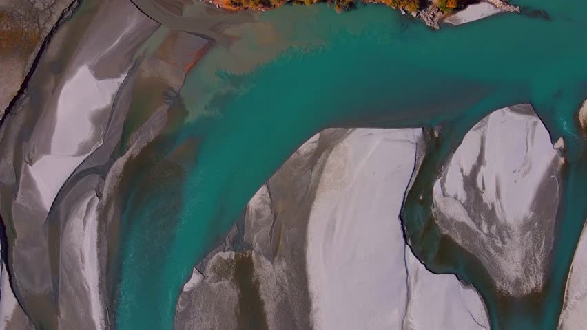 Aerial view of river and sandbanks, Pakistan.