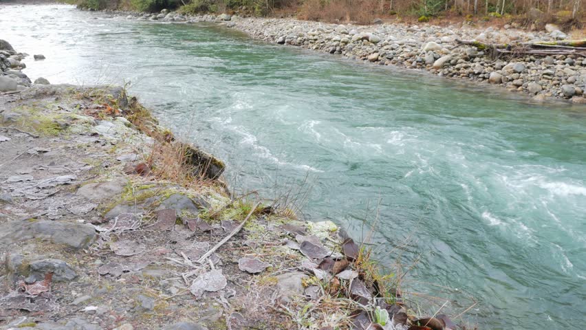 Chilliwack River (tilt up) during a fall season in Chilliwack, Fraser Valley, British Columbia, Canada