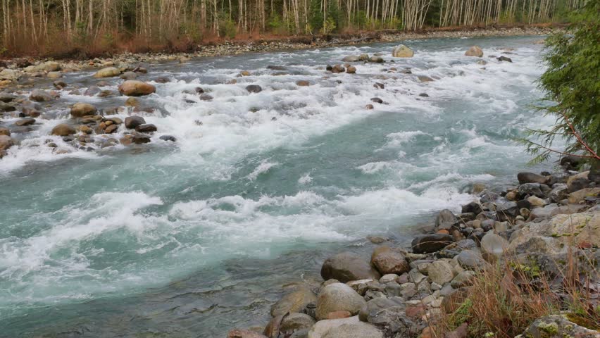 Chilliwack River during a fall season in Chilliwack, Fraser Valley, British Columbia, Canada