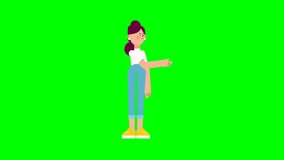 Casual Girl Handshake Animation Green Screen – 3D casual female performing handshake gesture for business, greeting, intros, templates, presentations, and digital media with clean chroma key. - Powered by Shutterstock - Get 15% off with code: PIKWIZARD15