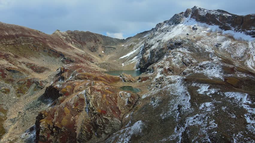 Aerial view of mountains with snow, Pakistan.