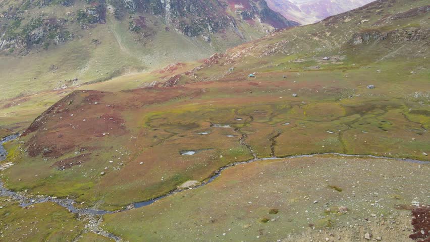 Aerial view of the mountain valley, Pakistan.