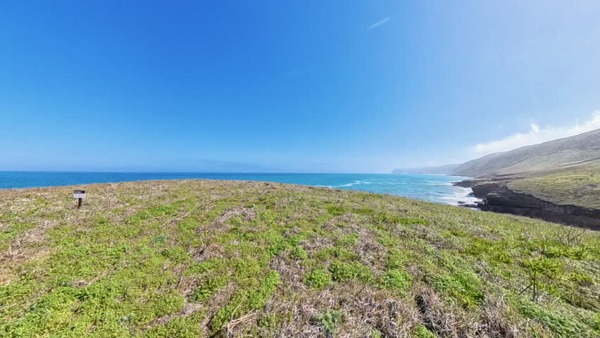 Panning Across Views of Lobo Canyon Entering the Pacific Ocean