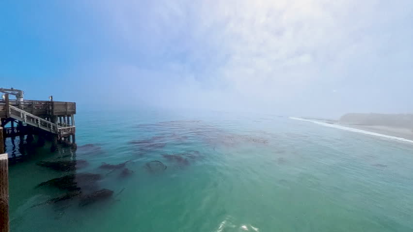 Panning Through Marine Layer Over Dock in Channel Islands National Park