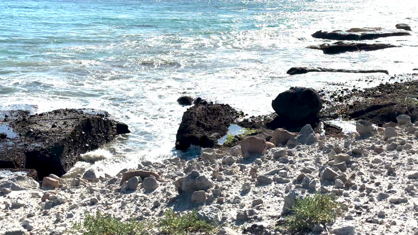 Waves Crash on Rocks Along the Shore of Santa Rosa in Channel Islands National Park