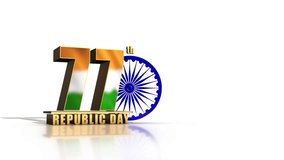 77th Republic Day 3D Text with Rotating Ashoka Chakra — Alpha Matte - Powered by Shutterstock - Get 15% off with code: PIKWIZARD15