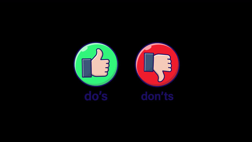 Do's and Don'ts Thumbs Up and Thumbs Down Guidelines Concept Animation Video - Transparent