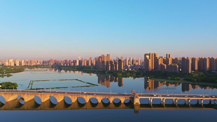 Wuhan city landmark skyline scenery