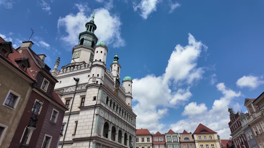 Walking towards Poznan Town Hall (Ratusz) in Poland