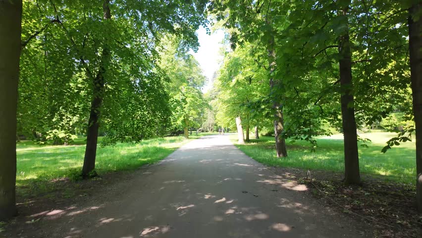 Walking through in Łazienki Park in Warsaw, Poland
