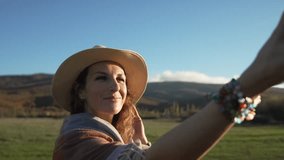 Smiling Woman Travel Golden Hour Sun Vertical video - Powered by Shutterstock - Get 15% off with code: PIKWIZARD15