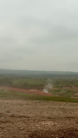 Geyser Field With Steam and Sulfur Ground. High quality 4k footage