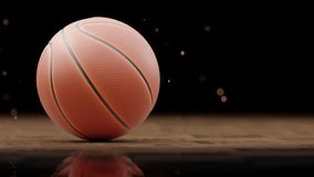 A basketball rotates smoothly on an empty hardwood court, seamless loop animation with soft arena lights and subtle shadows. Calm, atmospheric, and perfect for sports intros or background visuals. - Powered by Shutterstock - Get 15% off with code: PIKWIZARD15