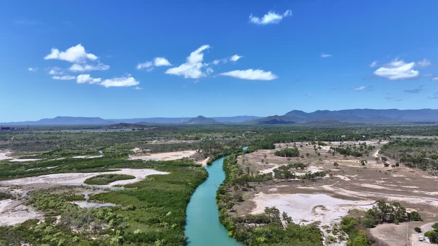 Aerial footage of Althius Creek Saunders Beach Townsville Queensland