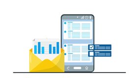 4k animation of smartphone showing data charts in an envelope. Great for financial analysis and data visualization projects. - Powered by Shutterstock - Get 15% off with code: PIKWIZARD15