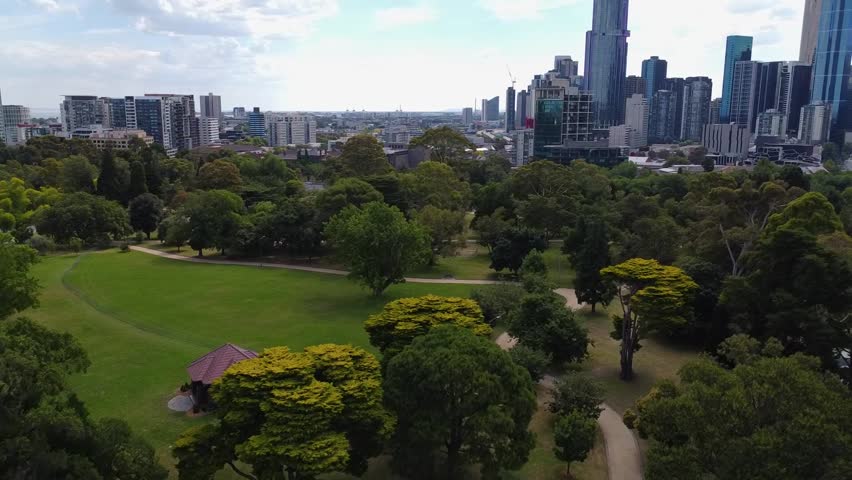 Turning into the direction of the skyline of Melbourne, Victoria, Australia