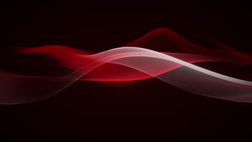 Seamless loop animation of red and white translucent waves drifting smoothly on a dark background. Elegant screensaver creating a soft motion effect with gentle curves and glowing shapes. 4K 60fps