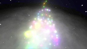 Rotating 3D animated Christmas tree made of glowing colorful lights and particles on a snowy winter night - Powered by Shutterstock - Get 15% off with code: PIKWIZARD15