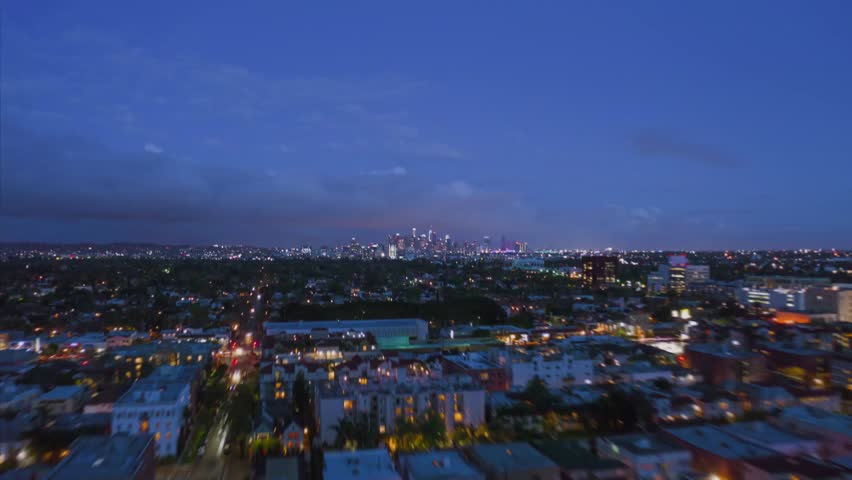 Stunning Night Cityscape with Vibrant Lights Overlooking Los Angeles Skyline