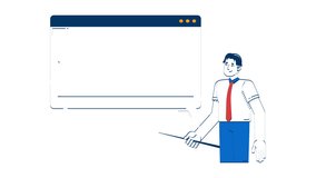 Now future business forecasting doodle animation. Asian businessman presenting growth comparison chart in web window animated 2D flat cartoon concept, white background. 4K video motion graphic - Powered by Shutterstock - Get 15% off with code: PIKWIZARD15