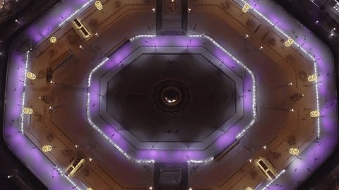 Descending Drone Top Down View Winter Skating Area