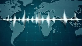 Global Sound Wave Visualization Over World Map with Digital Grid animate video - Powered by Shutterstock - Get 15% off with code: PIKWIZARD15