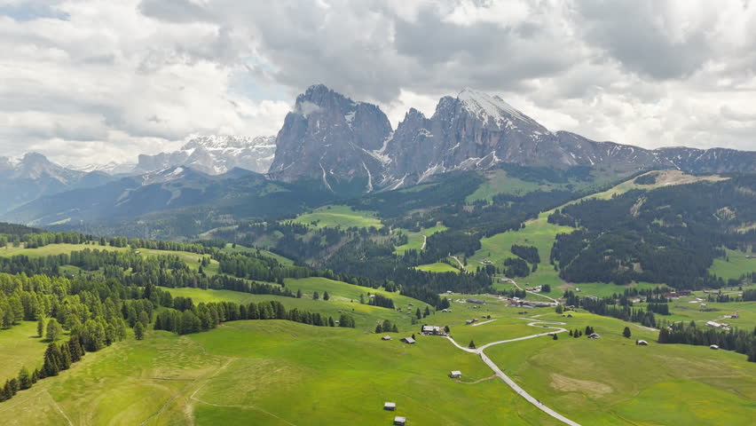 Landscape of picturesque mountain plateau of Alpe di Siusi, Italian Dolomites, South Tyrol