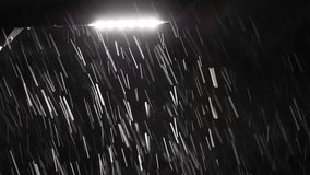 Snow falling down outdoors at night time. Snowy weather at the evening street. Nobody - Powered by Shutterstock - Get 15% off with code: PIKWIZARD15