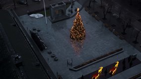 Holiday scene with children approaching, Celebration ambiance captured from above during winter - Powered by Shutterstock - Get 15% off with code: PIKWIZARD15
