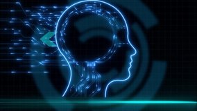 Futuristic neon glowing human head with lock symbol, digital circuits and data flow, artificial intelligence security, cybersecurity, brain protection, privacy, data safety and information 4k - Powered by Shutterstock - Get 15% off with code: PIKWIZARD15
