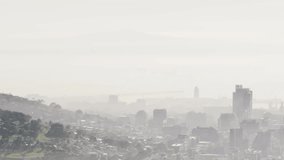 Data feed starting 3D bars rising, HUD rings rotating, line graph crossing, showing urban trends. Cityscape, overlay, visualization, analytics, futuristic, foggy, grid - Powered by Shutterstock - Get 15% off with code: PIKWIZARD15