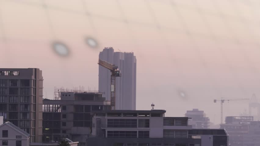 Text fading starting sequence, graphics sliding, pie growing over tower, showing construction data. Cityscape, crane, scaffolding, teal, infographic, dashboard, analytics - Powered by Shutterstock - Get 15% off with code: PIKWIZARD15