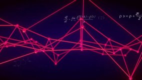 On sequence start neon magenta mesh animating right, peak rising, nodes pulsing, visualizing data. Network, triangles, visualization, glow, pulsation, equations, chemistry - Powered by Shutterstock - Get 15% off with code: PIKWIZARD15