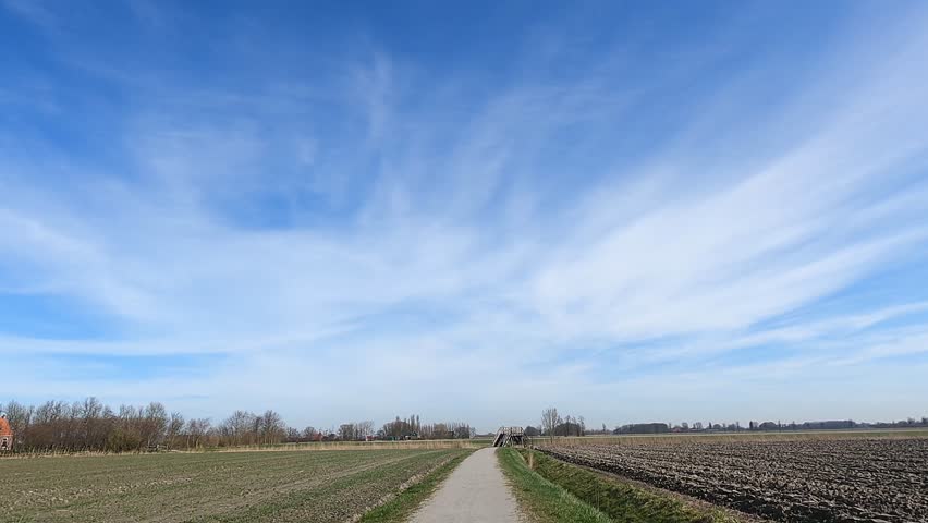 Cycling through Friesland on a sunny autumn winter day