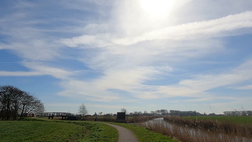 Cycling through Friesland on a sunny autumn winter day