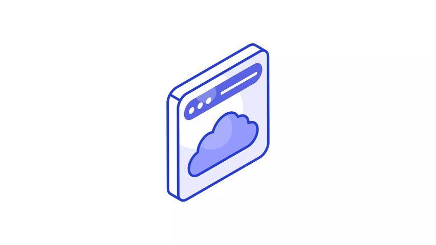 Cloud inside website isometric animated icon of cloud website, ready to use vector