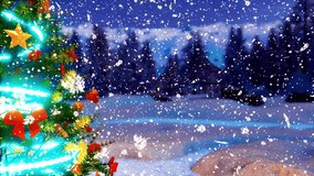 A serene winter Christmas illustration featuring snowy fir trees, a starry night sky, and festive seasonal details.
 - Powered by Shutterstock - Get 15% off with code: PIKWIZARD15