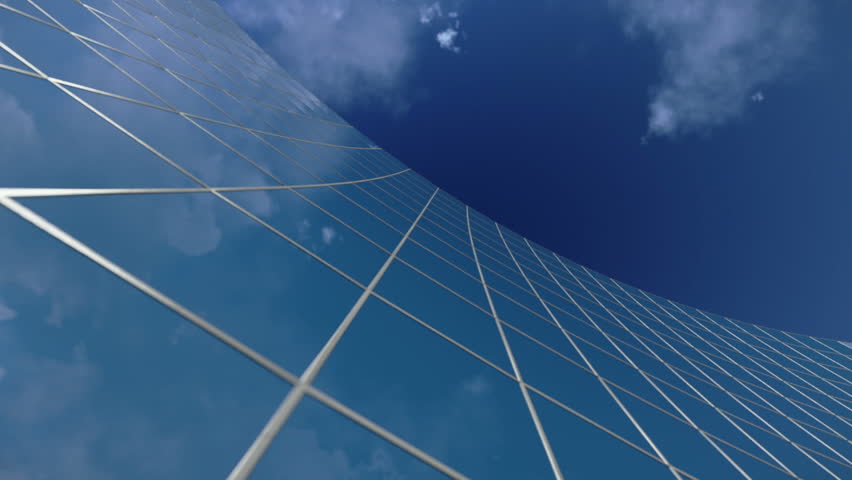 Curved Office Building and Time Lapse Clouds