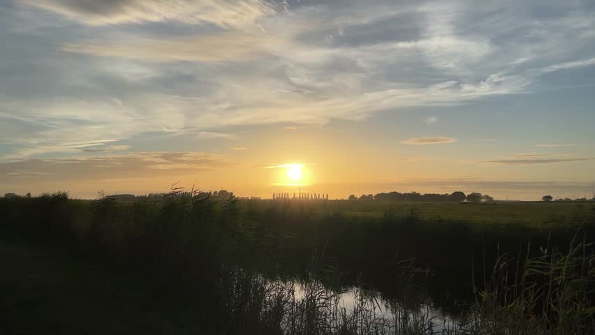 Sunset landscape time lapse in Friesland the Netherlands
