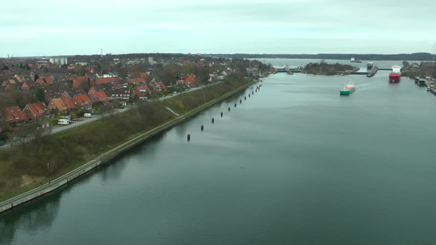 Cargo ships in Kiel Cannal, Germany, time lapse