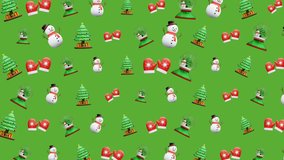 Christmas animation pattern snowman christmas tree snow globe mitten festive holiday suitable for holiday greeting cards, gift wrap, seasonal marketing, and festive backgrounds - Powered by Shutterstock - Get 15% off with code: PIKWIZARD15