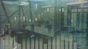 On data update translucent chart shifting right, morphing candles and bars to reflect market shifts. Visualization, analytics, fintech, finance, corporate, glass, workspace - Powered by Shutterstock - Get 15% off with code: PIKWIZARD15